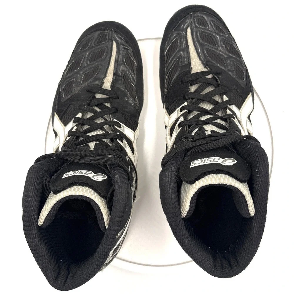 Asics Split Second 9 Wrestling Shoes Mens 11.5 Black White Silver J203Y Mid Top